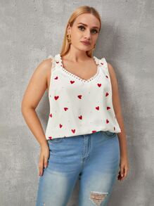 Áo hai dây Plus Size viền lá sen Tim Giải trí - trắng - Xem 4