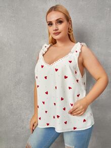 Áo hai dây Plus Size viền lá sen Tim Giải trí - trắng - Xem 5