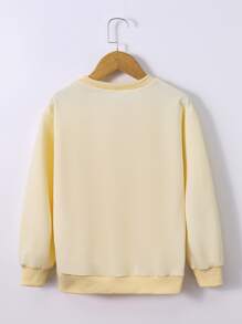 Girls Battery & Letter Graphic Sweatshirt - Beige - View 2