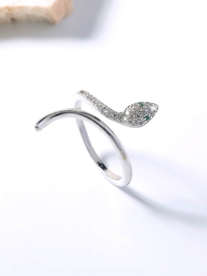 Nooxian خاتم بديكور ثعبان مكعب زركونيا