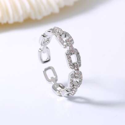 Nooxian Nhẫn xích trang trí đính đá