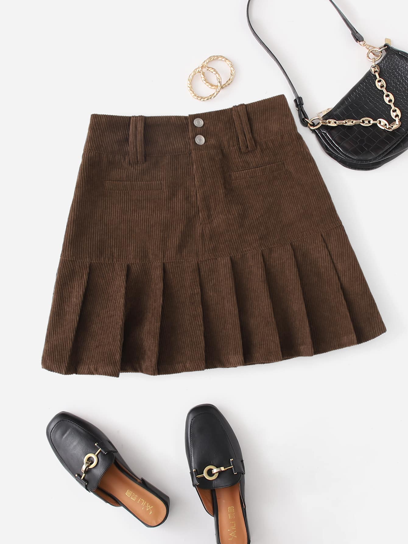【U LAN】Folding Corduroy Pleated Skirt Folding Corduroy Pleated Skirt - ULAN | 60% - Asian Fashion