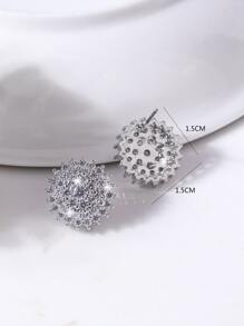 Cubic Zirconia Decor Earrings - Silver - View 3
