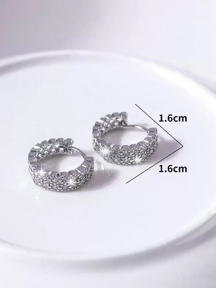 עגילים מעוקב זירקוניה קישוט - כסף - ראה 3