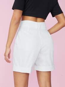 SHEIN EZwear Wide Leg Shorts - White - View 2