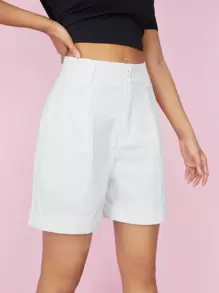 SHEIN EZwear Wide Leg Shorts - White - View 3