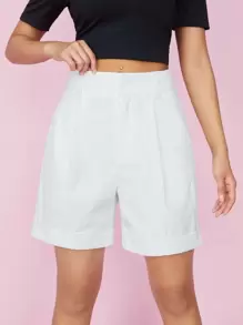 SHEIN EZwear Wide Leg Shorts - White - View 4