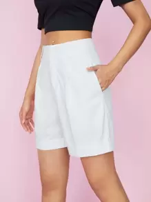 SHEIN EZwear Wide Leg Shorts - White - View 5