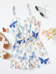 Áo liền quần Gái Thắt lưng Loại bướm Boho - trắng - Xem 1