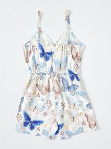 Áo liền quần Gái Thắt lưng Loại bướm Boho - trắng - Xem 2