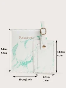 大理石和字母圖案護照夾帶行李牌 - 彩色 - 查看 4