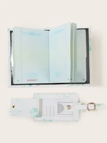 大理石和字母圖案護照夾帶行李牌 - 彩色 - 查看 5