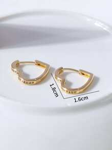 Cubic Zirconia Decor Hoop Earrings - Yellow Gold - View 3