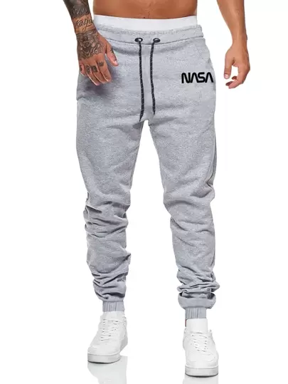 ROMWE MEN Casual Men Letter Graphic Sweatpants