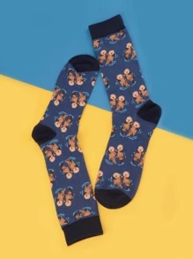 Calcetines de tripulación con gráficos de dibujos animados para hombres, otoño - Multicolor - Ver 2