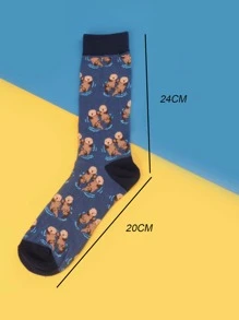 Calcetines de tripulación con gráficos de dibujos animados para hombres, otoño - Multicolor - Ver 4