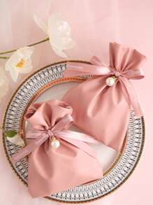 1 x Túi Goody trang trí nơ, tổ chức tiệc màu hồng - Hồng - Xem 2