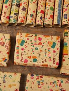 6pcs Birthday Party Gift Wrap Paper - Multicolor - View 4