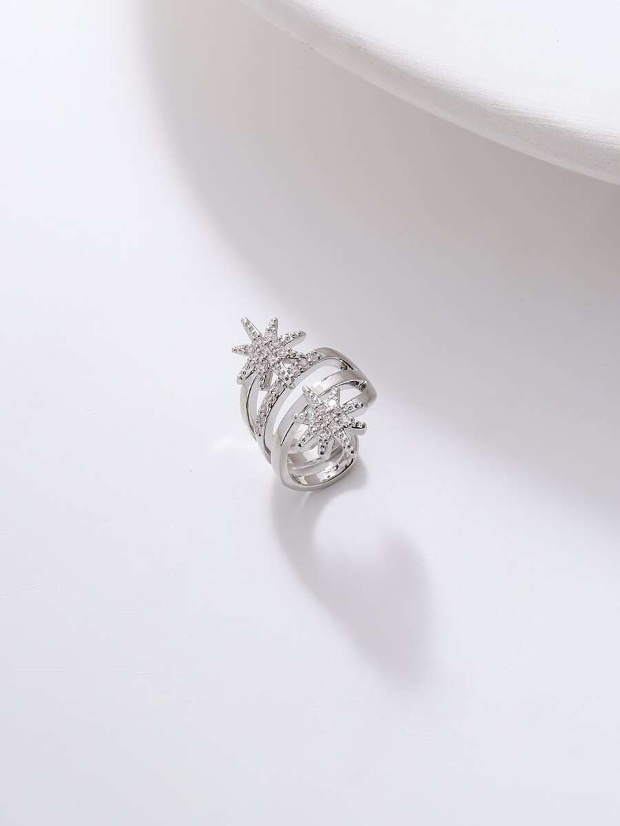 1 Miếng Vòng bít tai Khối Zirconia  Trang trí ngôi sao - Bạc - Xem 1