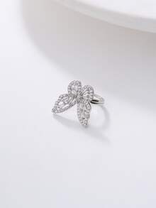 1入組水鑽蝴蝶裝飾耳夾銅首飾類 - 銀色 - 查看 3