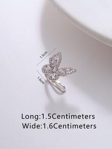 1入組水鑽蝴蝶裝飾耳夾銅首飾類 - 銀色 - 查看 5