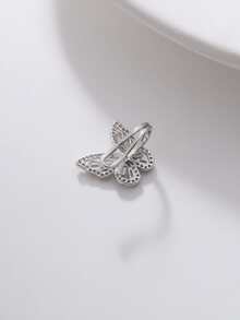 1入組水鑽蝴蝶裝飾耳夾銅首飾類 - 銀色 - 查看 4