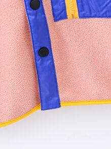 小女童撞色拉鏈細節搖粒絨外套 - 藕粉色 - 查看 3