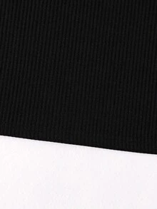 Solid Ribbed Knit Tank Top - Black - View 4