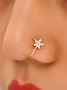 Rhinestone Star Decor Nose Ring Unisex Fashion Punk Body Piercing Jewelry