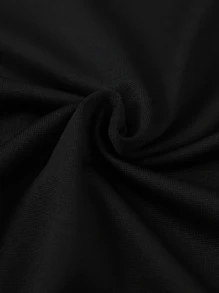 Áo thun nữ Lá thư Giải trí - màu đen - Xem 4