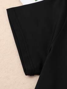 Áo thun nữ Lá thư Giải trí - màu đen - Xem 5