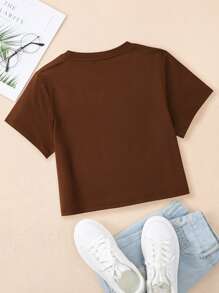 Áo thun cổ tròn in hình khủng long Áo thun họa tiết cho nữ - Cà phê nâu - Xem 2