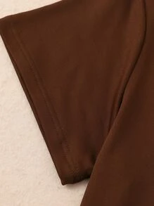 Áo thun cổ tròn in hình khủng long Áo thun họa tiết cho nữ - Cà phê nâu - Xem 4