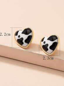 1 对豹纹心形耳环，简约时尚，适合日常休闲佩戴 - 彩色 - 查看 2