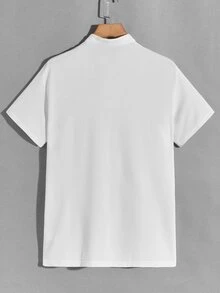 Manfinity Men Letter Embroidery Polo Shirt - White - View 2