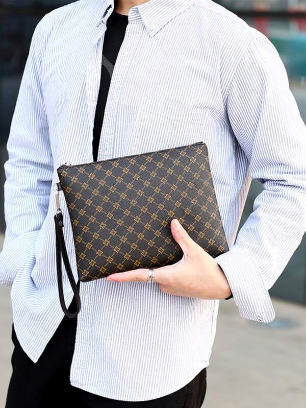 Washing Toiletry Bag Men's Handbag For Sports Business And Travel Storage Bag, Men Allover Graphic Clutch Bag Envelope Bag Underarm Bag Square Bag, Gift For Father Holiday Essentials Fall Stuff Anti-Theft Portable Lightweight Gift For Men Hand Bag Office Supplies Men Gift Gift For Husband Dad Gift Valentines Gift Fathers Day Gifts Summer Vintage Bag Old Money Freshman For Books Back To School Multi-Functional Dorm University Durable Commute