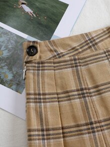 SHEIN Qutie 格紋印花褶皺半身裙 - 彩色 - 查看 6