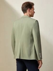 Manfinity Men Lapel Collar Split Hem Blazer - Mint Green - View 2
