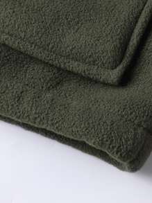 Manfinity Homme 男士寬鬆拉鍊口袋拼接細部泰迪熊襯裡夾克 - 軍綠色 - 查看 4