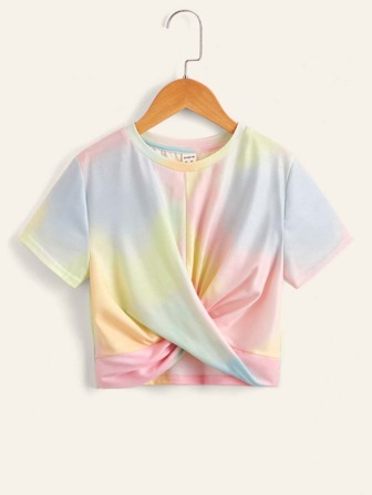 SHEIN Criss Cross Embrulhar Tie Dye Boho Camiseta & Tanque Menina