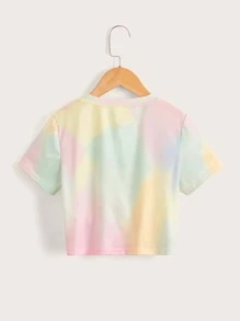 SHEIN Tween Girl Tie Dye Cross Wrap Tee - Multicolor - View 2