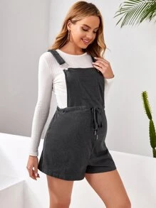 SHEIN Maternity Drawstring Waist Overalls Without Tee - Dark Grey - View 5