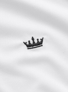 Manfinity RebelGame Men Graphic Embroidery Button Front Polo Shirt - White - View 3