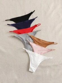 ROMWE Women's 7pcs Solid Color Triangle Panties - Multicolor - View 2