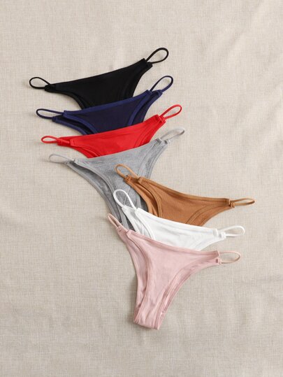 Women's 7pcs Solid Color Triangle Panties