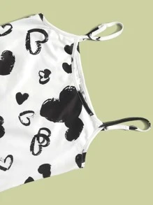 SHEIN Bộ hai mảnh Gái Tim Ăn mặc đẹp - Đen và trắng - Xem 3