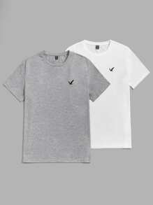 Manfinity VCAY Men 2pcs Bird Embroidery Tee - Multicolor - View 1