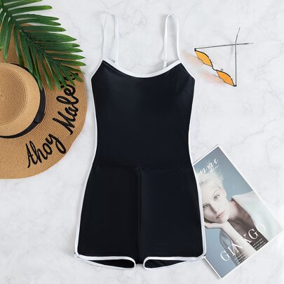 Contrast Binding One Piece Swimsuit
