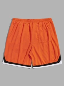 Manfinity RebelGame Men Neon Orange Letter Embroidery Striped Tape Shorts