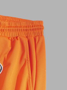 Manfinity RebelGame Men Neon Orange Letter Embroidery Striped Tape Shorts